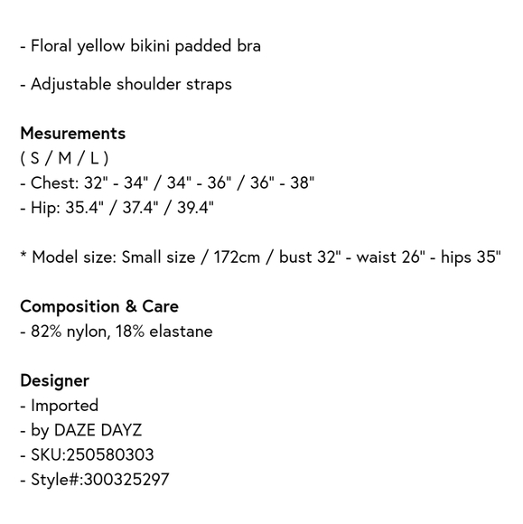 Nwt DAZE DAYZ Jasmine yellow tan logo .bikini S - Picture 12 of 13
